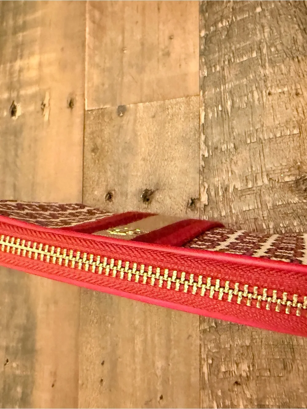 Tory Burch Red Stripe Jacquard Wristlet